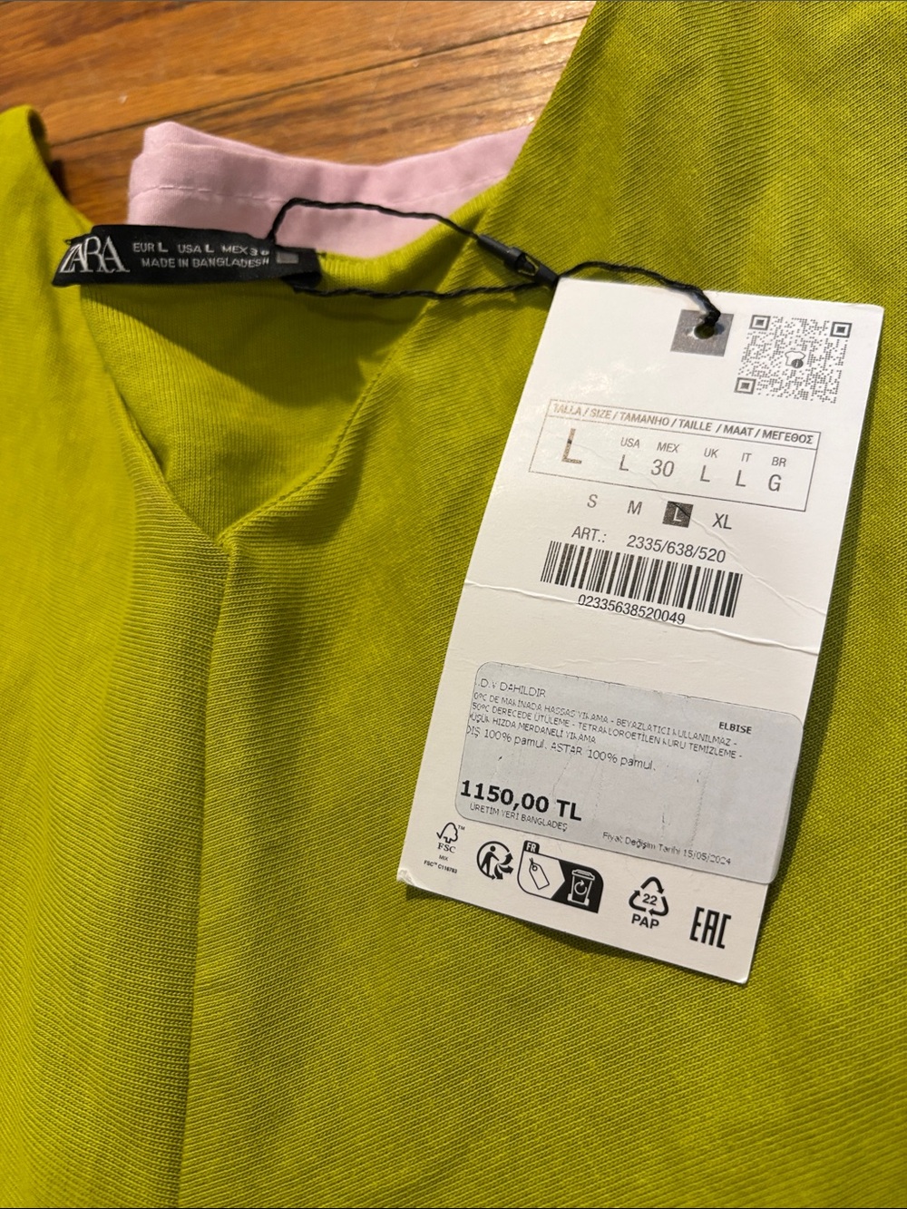Zara Chartreuse V-Neck Maxi Dress (runs small and narrow in waist) - Picture 5 of 7
